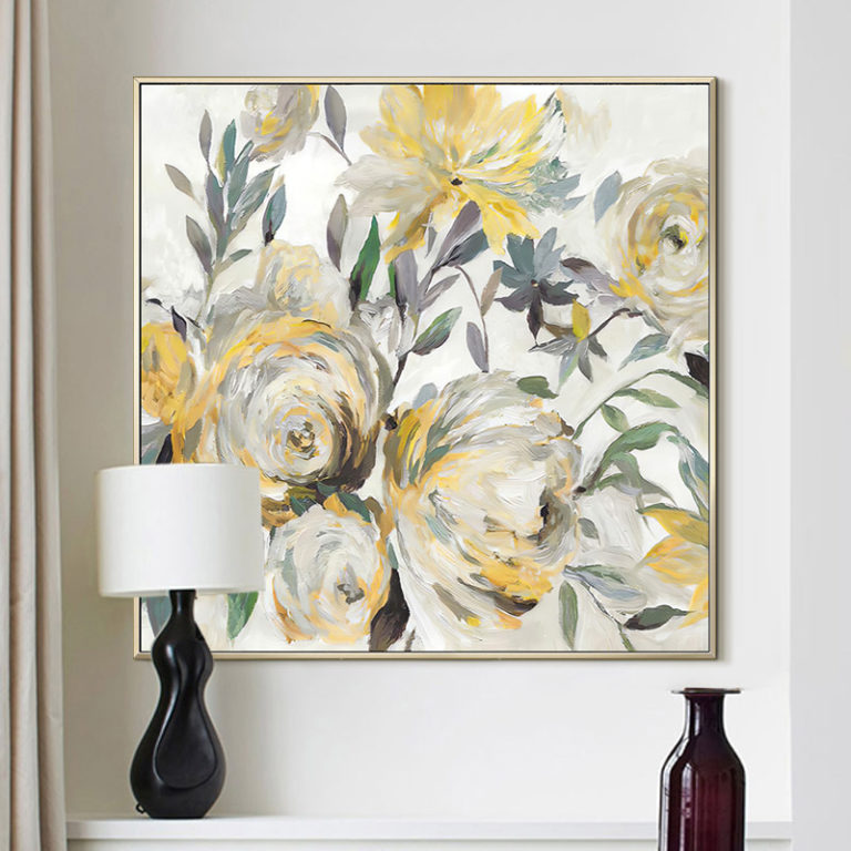 Wall Art - Light Yellow Flowers Watercolor Style - Canvas Prints-poster 