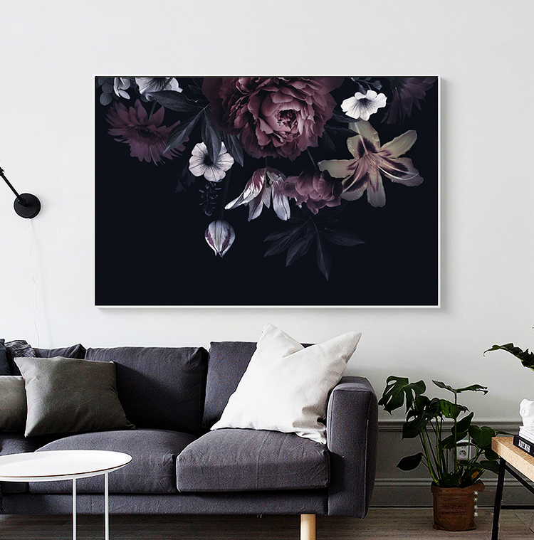Wall Art - Floral In Black Background - Canvas Prints - Poster Prints ...