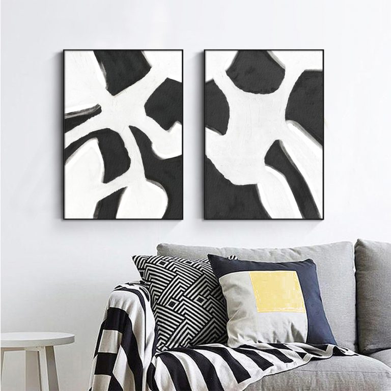 Wall art - Abstract Black White (2 sets)- Canvas Prints- Poster Prints ...