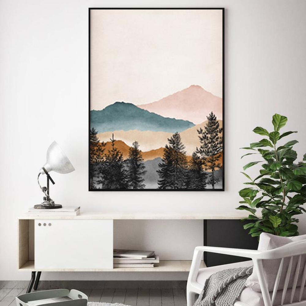 Wall Art - Boho Abstract Mountain - Canvas Prints-Poster Prints - Art ...