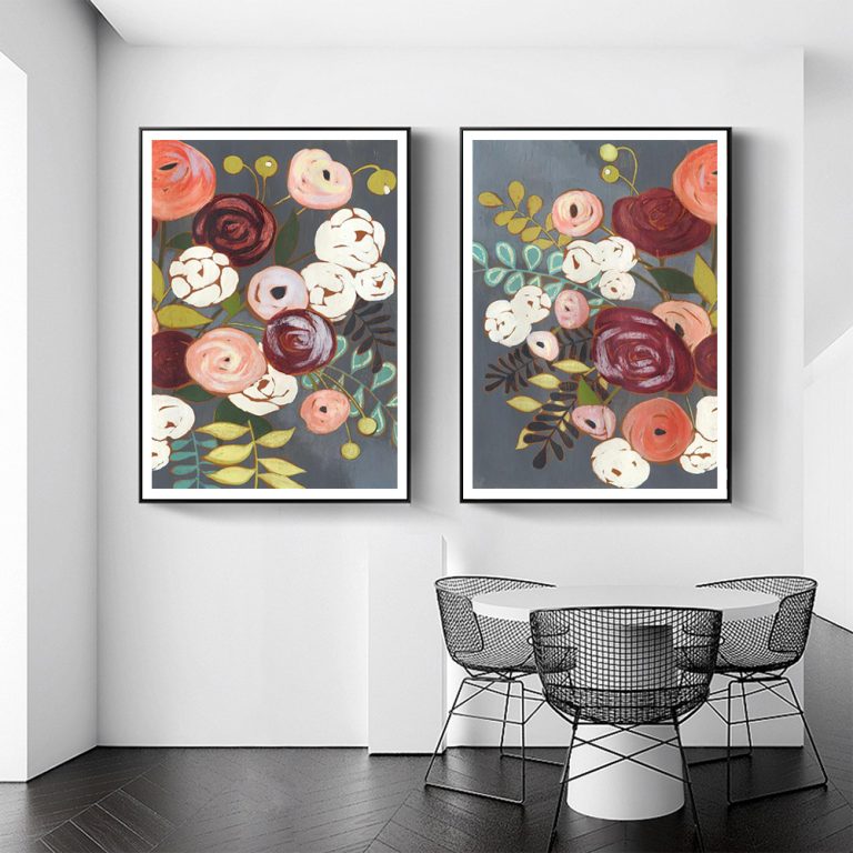 Wall art - Wistful Bouquet (2 sets)- Canvas Prints- Poster Prints - Art ...