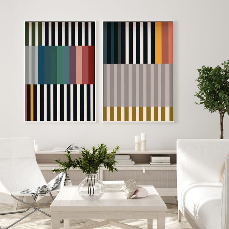 Wall art - Line art Colorful (2 sets)- Canvas Prints- Poster Prints ...